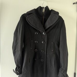 Miss Sixty Black Double-Breasted Pea Coat